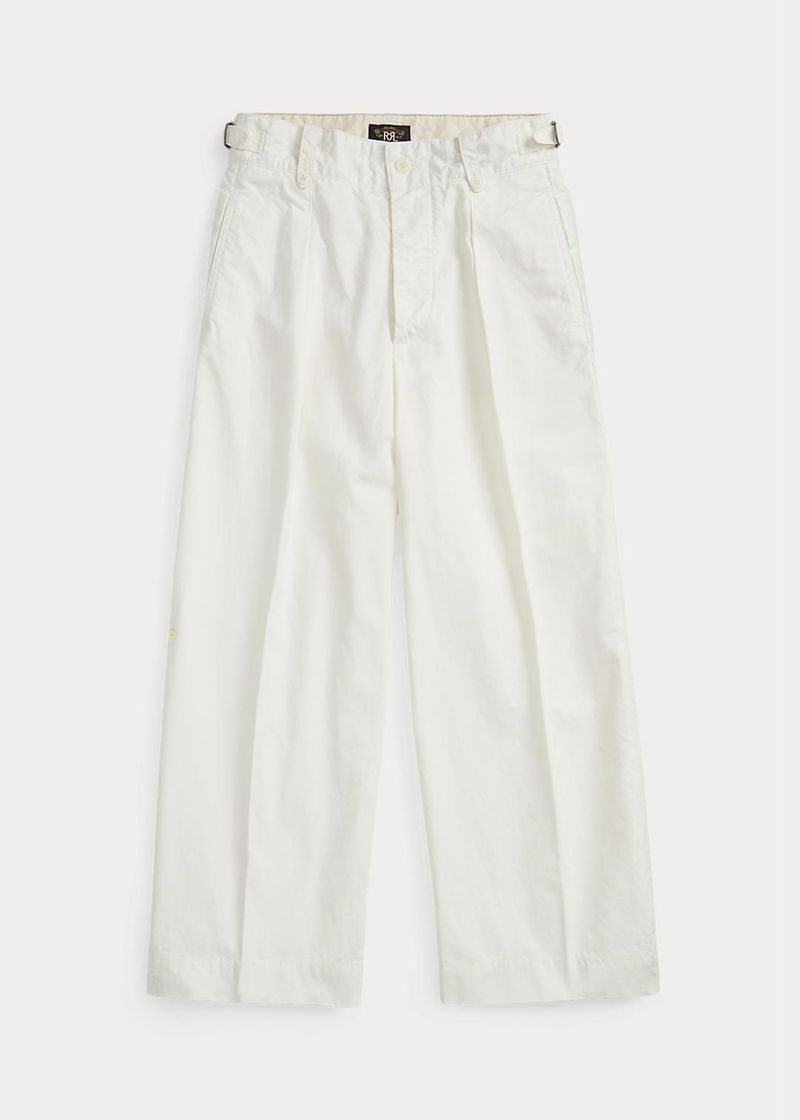 RRL パンツ レディース 白 Cropped Poplin Wide-leg MYEBR4635